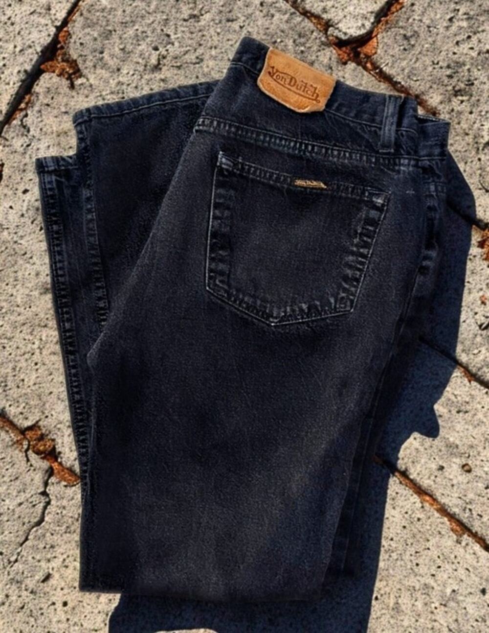 Von Dutch Black Jeans Men’s 34x27 Vintage Denim No Tags Small Crotch Hole Y2K